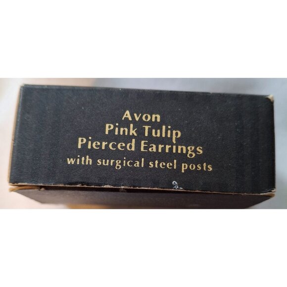Vintage Avon Goldtone Pink Tulip Green Enamel Leaves Flowerpot Vintage Earrings - Picture 6 of 6